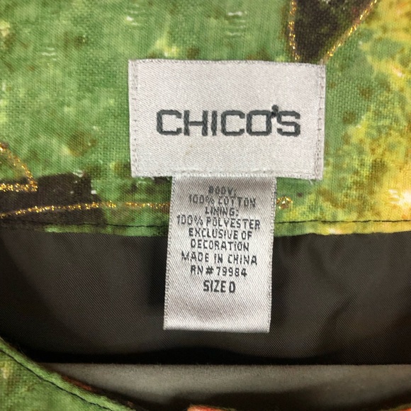 Chico’s Abstract Leaf Floral Lined Cropped Jacket Sequins Multicolor - Picture 8 of 9